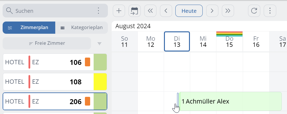 Posiziona con attenzione il puntatore del mouse davanti alla prenotazione esistente…