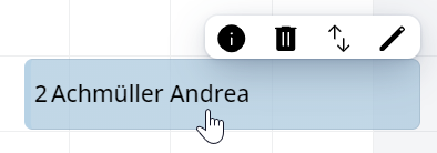 Cliccando sulla prenotazione si apre la barra degli strumenti