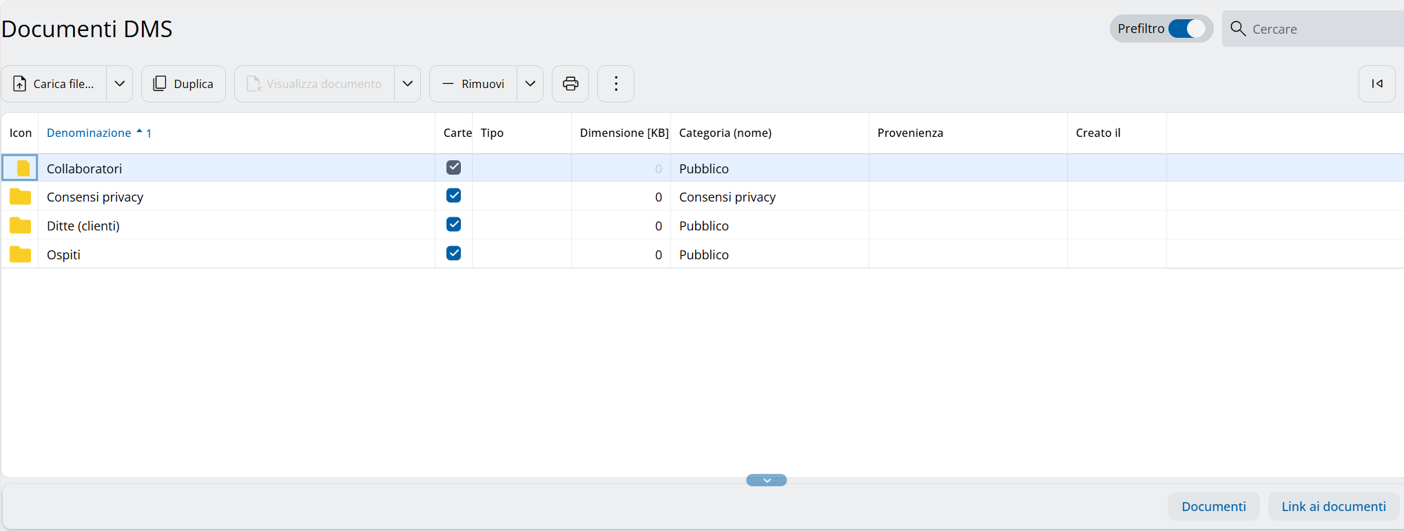 Cartella per i documenti DMS