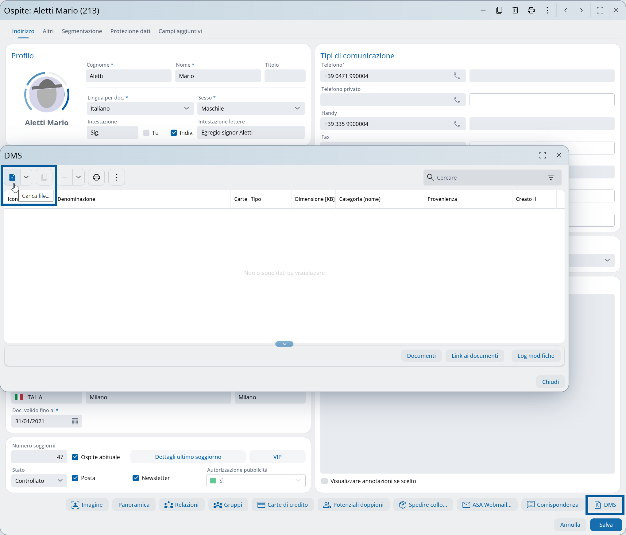Spiegazione salvataggio manuale di documenti nel DMS