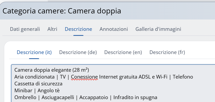 La descrizione della categorie.