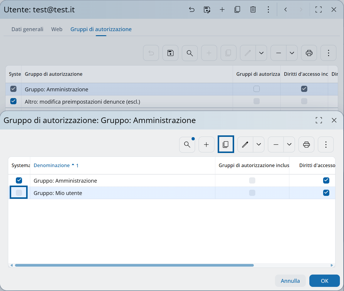 Commando duplica gruppo di autorizzazione
