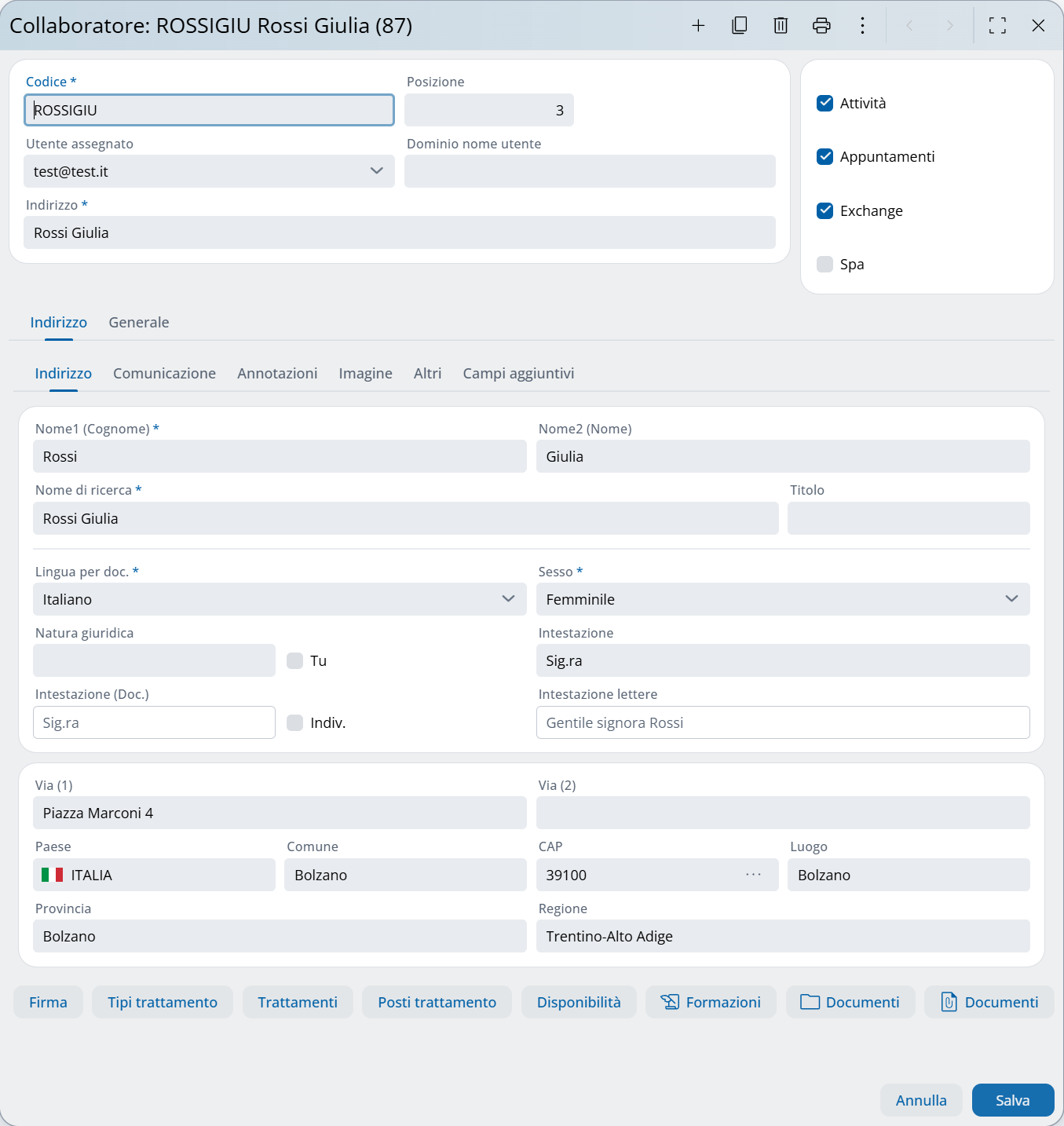 Impostazioni di base del collaboratore